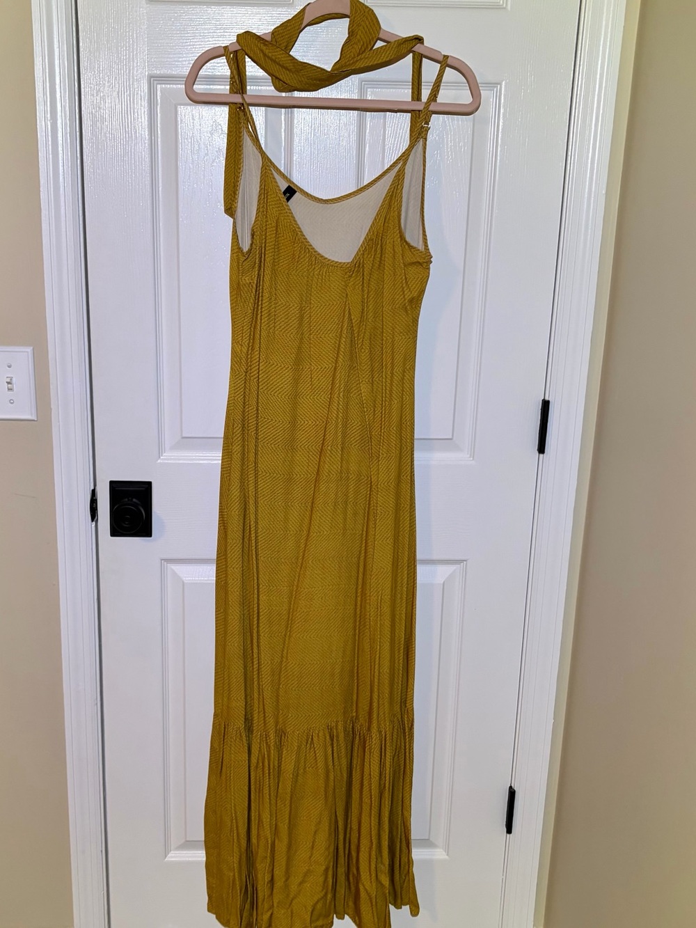 Goldenrod Yellow Maxi Slip Dress with Separate Belt Tie. Size Medium